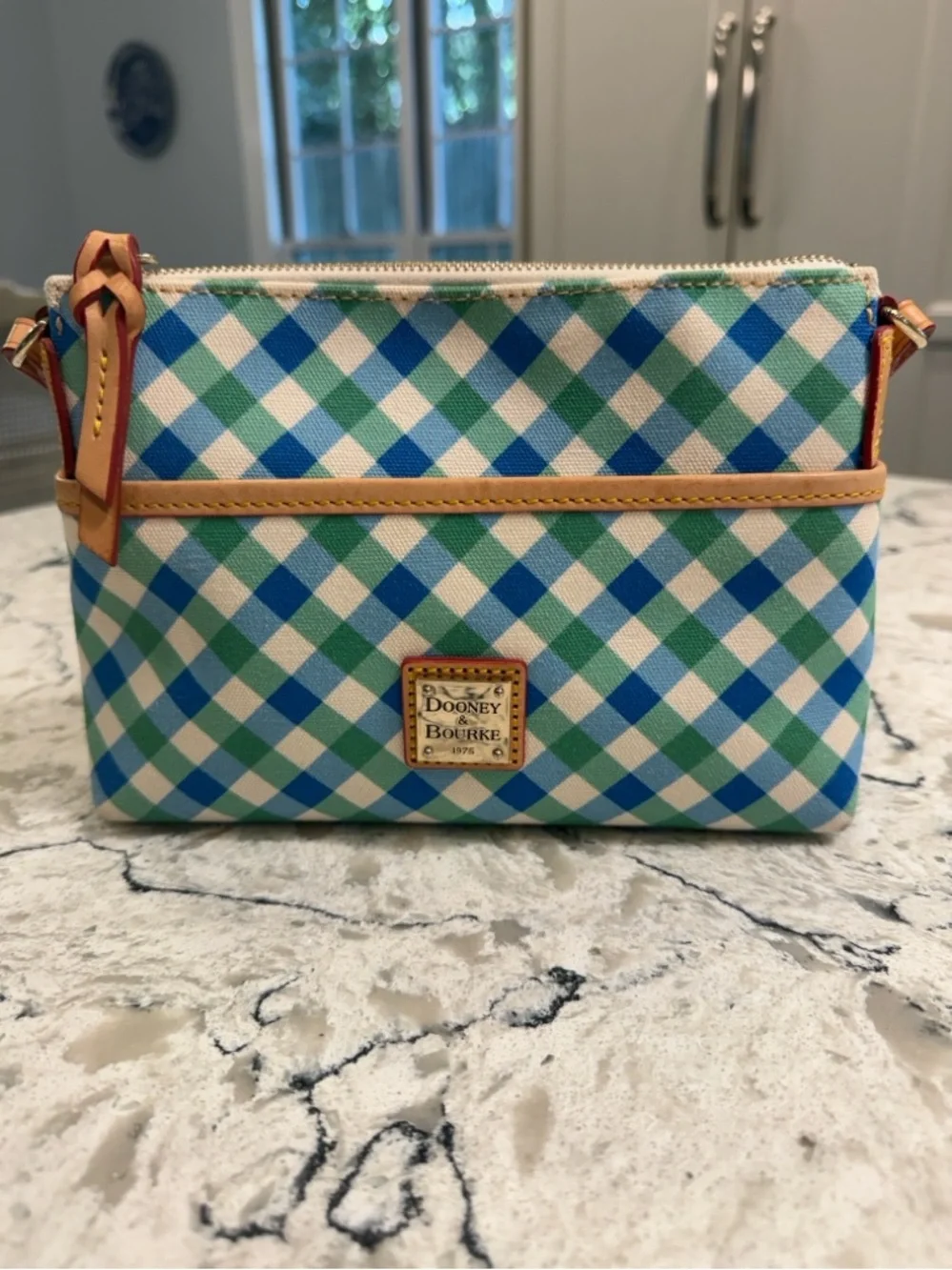 Dooney & Bourke Elsie Ginger Blue and Green Gingham Crossbody Purse